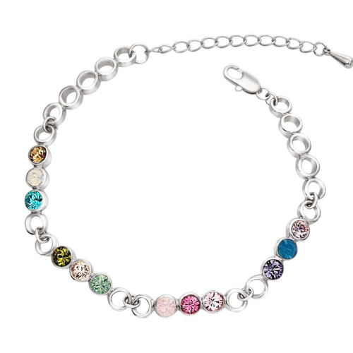 Βραχιόλι Πλατίνα, με πολύχρωμα κρύσταλλα Swarovski BC30190-CO